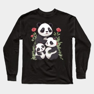 Panda Mum & Cubs Long Sleeve T-Shirt